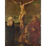 Late 16th Century Low Countries School - Oil painting - The Crucifixion with two Maries and St. John