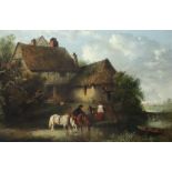 Edward Robert Smythe (1810-1899) - Oil painting - "Old Farmhouse, Rickinghall", signed, relined