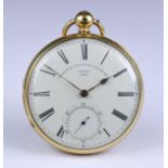 An 18ct Gold Open Faced Fusee Lever Pocket Watch, by Wales and McCullock, London 1871, 50mm diameter