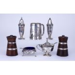 An Edward VII Silver Christening Mug and Mixed Condiments, the christening mug by Hilliard &