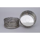 A Pair of Elizabeth II Silver Circular Coasters, by Marlow Brothers, London 1977, the shaped rims