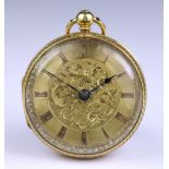 An 18ct Gold Cased Open Faced Fusee Lever Pocket Watch, by Millidge & Son, Edinburgh, 1850, 40mm