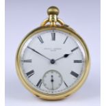 An 18ct Gold Cased Open Faced Lever Pocket Watch, Donne &Son, London, 1896, 47mm diameter case, with
