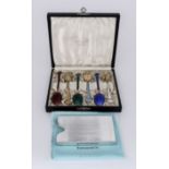 A Tiffany & Co. Sterling Silver Card Case, and Six Norwegian Silver Gilt and Enamel Coffee Spoons,