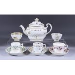 A Small Collection of English Porcelain Tea Wares, 18th/19th Century, including - Flight Worcester