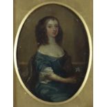 Circle of Sir Peter Lely (1618-1680) - Oil painting - Portrait of a young woman, seated, wearing a