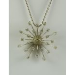 A Diamond Abstract Pendant, Modern, 14ct white gold, set with brilliant cut white diamonds,