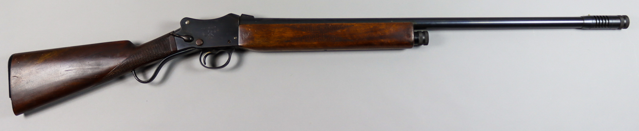 A 12 Bore Single Barrel Shotgun by Greener, Serial No. C343386, extremely rare 29.25ins blue steeled