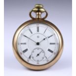 Two Early 20th Century Gilt Metal Cased Open Faced Keyless Pocket Watches, both 54mm case