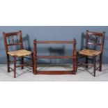 A Pair of Victorian Child's Stained Wood Chairs and a Mahogany Three-Tier Serpentine Fronted Wall