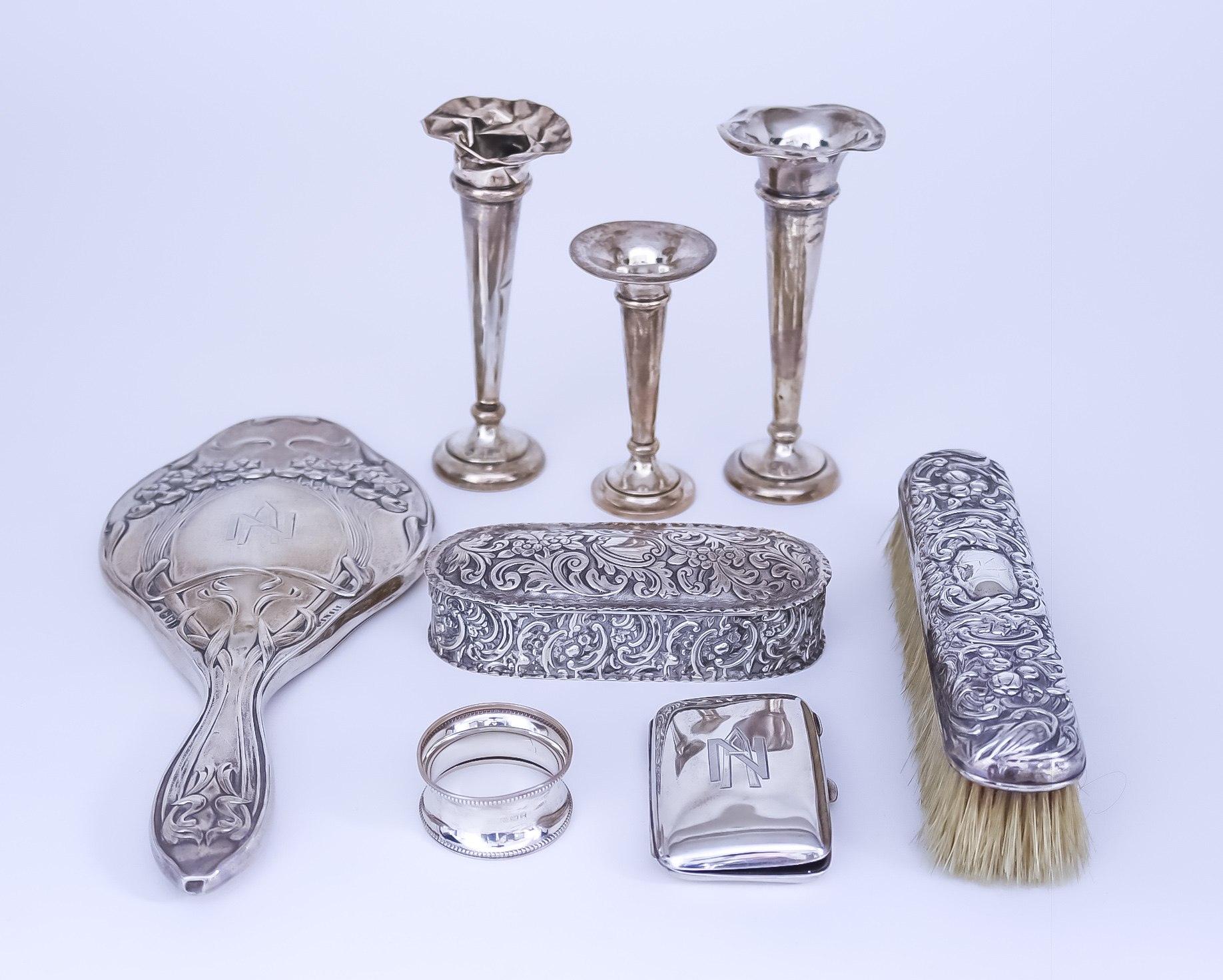 A Late Victorian Silver Oval Trinket Box and Mixed Silverware, the trinket box by Henry Charles