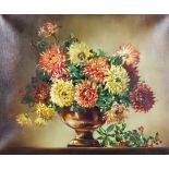 ***Cecil Kennedy (1905-1997) - Oil painting - Still life - Dahlias in a copper bowl, signed,