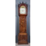 A George III Mahogany Longcase Clock, by James Warren of Canterbury, the 12ins arched painted