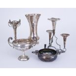 An Edward VII Silver Vase, a Victorian Silver Circular Two-Handled Porringer, and Mixed