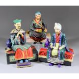 Three Reg Johnson Pottery Figures - "Mandarin", 8.25ins high, "Egyptian Water Carrier", 6.75ins