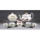 A Small Collection of English Porcelain Tea Wares, 18th/19th Century, including - cup, saucer and