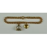 A 9ct Gold Bracelet, Modern, set with two small charms, 200mm overall, gross weight 19.1g