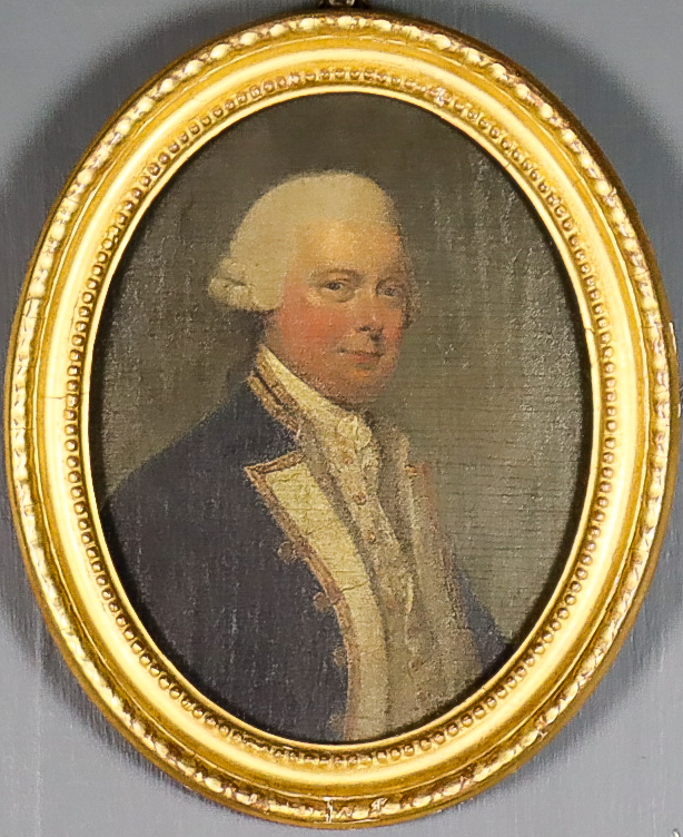 18th Century English School - Two oil paintings - "Admiral H..." - Half-length portrait of a naval