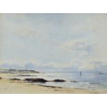 David West (1868-1936) - Watercolour - "Lossiemouth" (1921) - Coastal scene, signed, 6.25ins x 8.