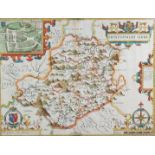 John Speed (1552-1629) - Coloured engraving - Map of Montgomery Shire, 15.25ins x 20.25ins, and