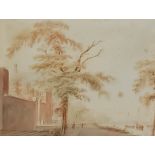 Attributed to Jan Van De Hayden (1637-1712) - Watercolour - Rural scene with grand house and