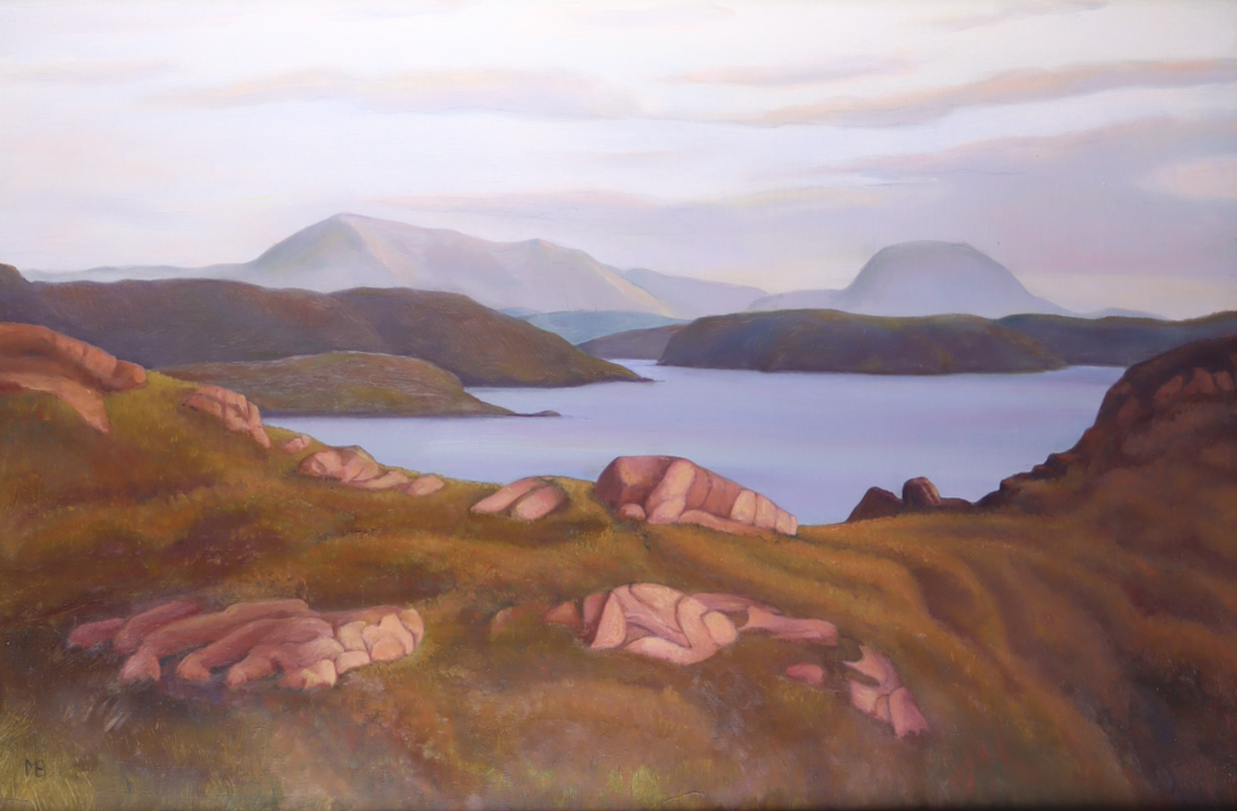 ***Margaret Barnard (1900-1992) - Oil painting - "Loch Inchard, Sutherland", initialled, board 20ins