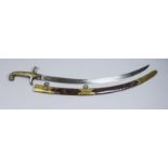 An Indo Persian Cavalry Sabre, Late 19th/Early 20th Century, 25ins curved bright steel blade,