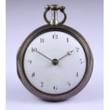 A Silver Pair Cased Open Faced Verge Pocket Watch by William Johnson, London, 1801, 52mm