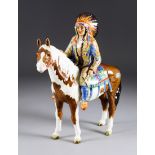 A Beswick Pottery Model of a Native North American Chief on Horseback, model no. 1391, with