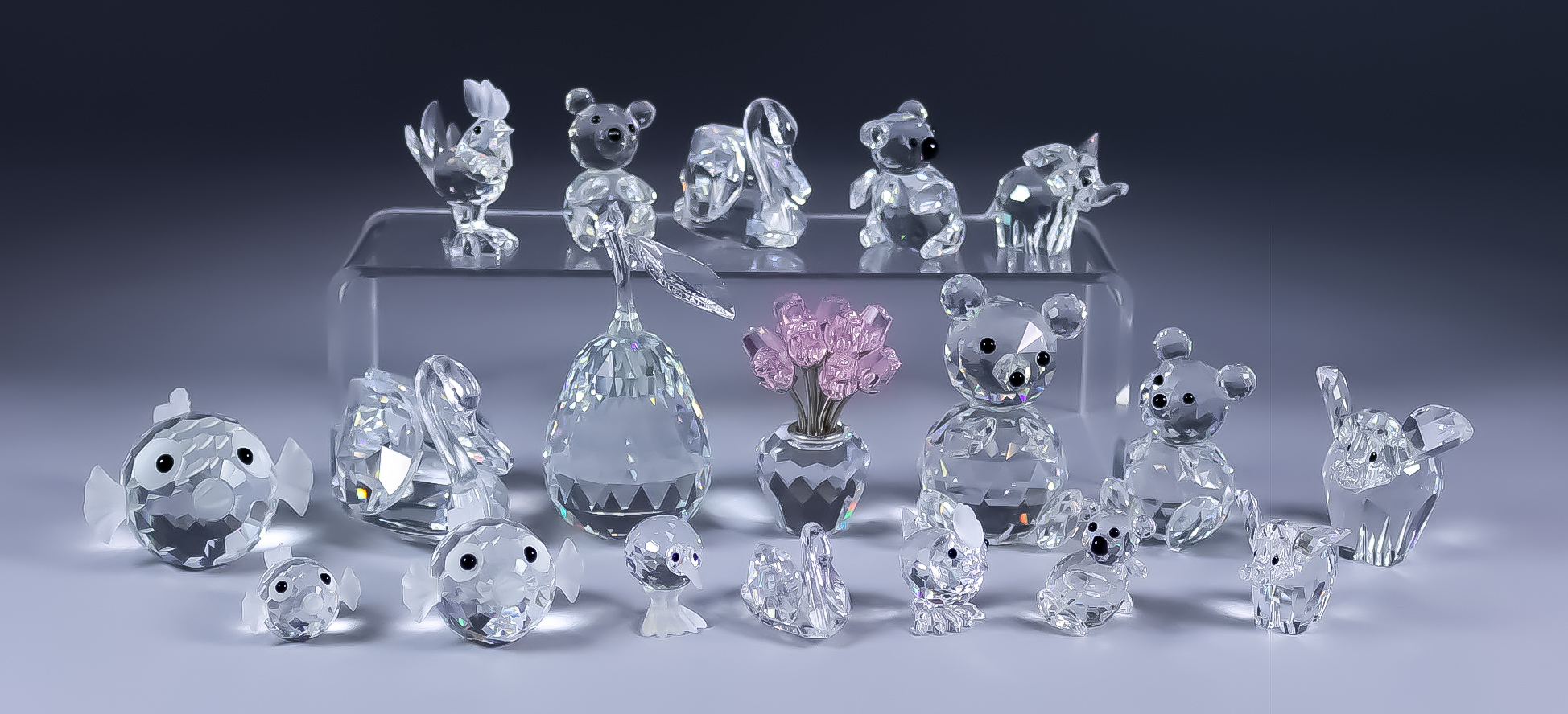 Swarovski Crystal - Collection of Thirty-One Silver Crystal Models, including - large bear, 2.