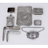 A George IV Silver Vinaigrette and Mixed Silverware, the vinaigrette by T. S., Birmingham 1821,