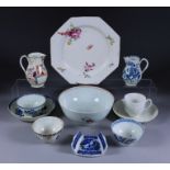 A Small Collection of English Porcelain, 18th Century, including - a sparrow beak jug enamelled in