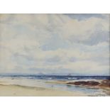 David West (1868-1936) - Watercolour - "The North Hills from Lossiemouth, Scotland", signed, 6.25ins