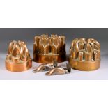 A Copper Jelly Mould by Benham & Froud, No. 634, 19th Century, oval with six stepped buttresses,