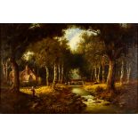 19th Century English School - Pair of oil paintings - Cottages within wooded clearings, with