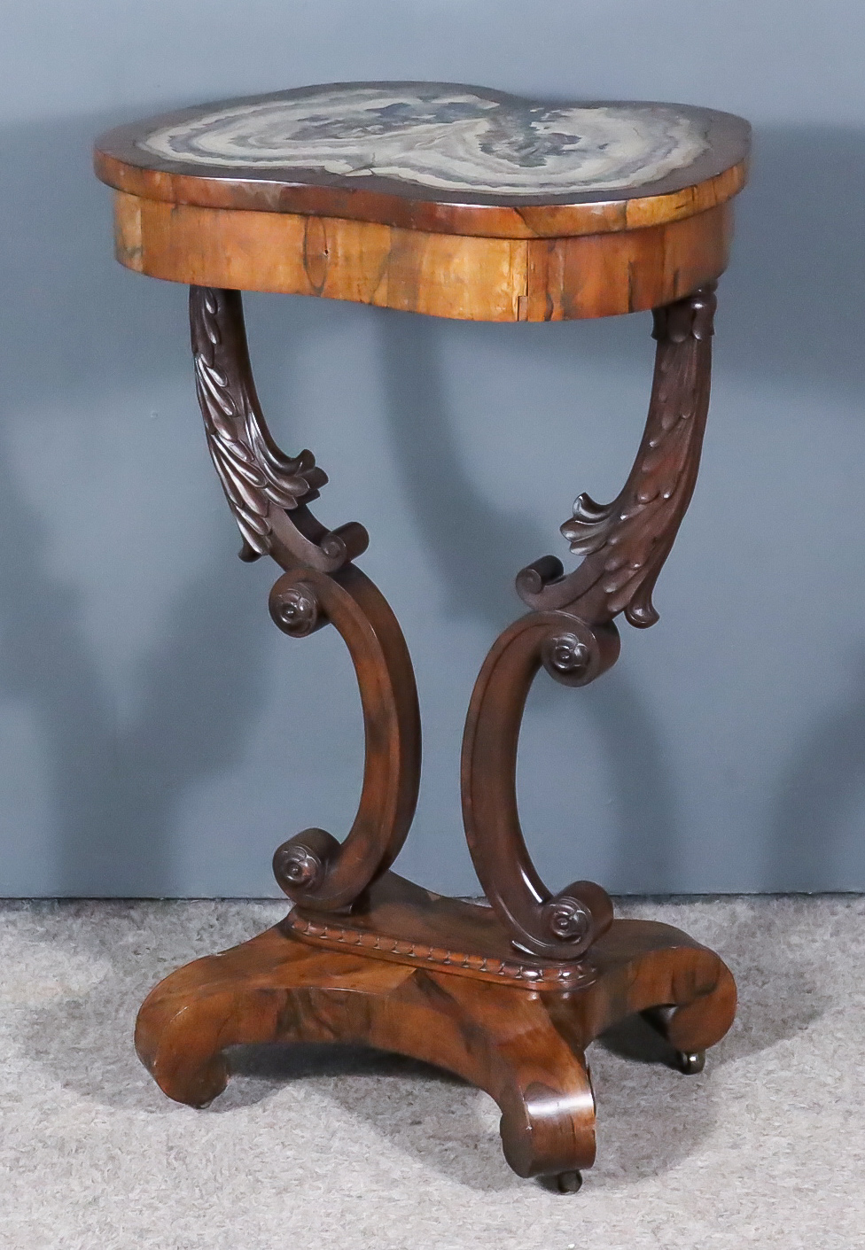 A William IV Rosewood and Specimen "Blue John" Occasional Table, of shaped outline, with