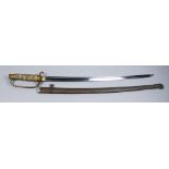 A Japanese 1886 Pattern Company Officers Sword, unsigned blade, silver mon on backstrap Atarashi