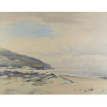 David West (1868-1936) - Watercolour - Coastal scene with cliffs, signed and dated '20, 15ins x 19.