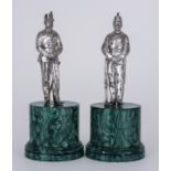 A Pair of Victorian Cast Silver Standing Figures of an Officer and a Private of the Rifle