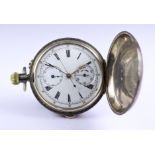 A Silver Full Hunting Cased Lever Chronograph Pocket Watch, Continental, early 20th Century, 52mm