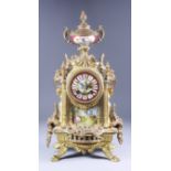 A Late 19th Century French Gilt Metal and Porcelain Mounted Mantel Clock, by AD Mougin, No. 6310,