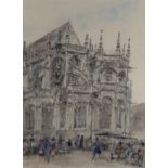 ***Albert Edward Richardson (1880-1964) - Watercolour - "The Cathedral, Caen", initialled and dated