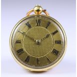 An 18ct Gold Open Faced Cylinder Movement Pocket Watch, by J. Bishop, Sherbourne, 1824, 44mm