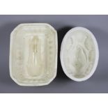 Five Pottery Jelly Moulds, Mid/Late 19th Century, including - one with rabbit and acanthus leaves,