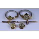 A Mixed Lot, comprising - four 9ct gold ladies watches by Record, Movado, Avia, Certina, (