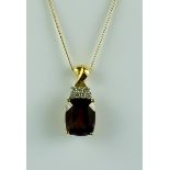 An 18ct Gold Rubellite and Diamond Pendant, Modern, comprising faceted rubellite stone,