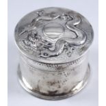 A Chinese Silver Cylindrical Box and Cover, Late 19th/Early 20th Century, by Tuck Chang & Co, with a