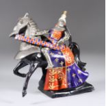 A Michael Sutty Porcelain Figure - "Edward the Black Prince" in full armour on horseback, No. 88,