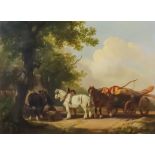 Henry Brittan Willis (1810-1884) - Oil painting - "The Timber Wagon" - Rural landscape with heavy