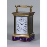 An early 20th Century French Brass Carriage Timepiece and a Late 20th Century Brass and Enamel